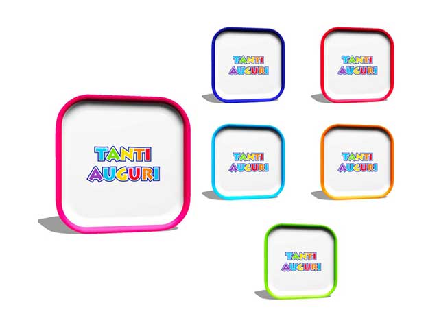 Piatto quadrato tanti auguri 6 pezzi 2299