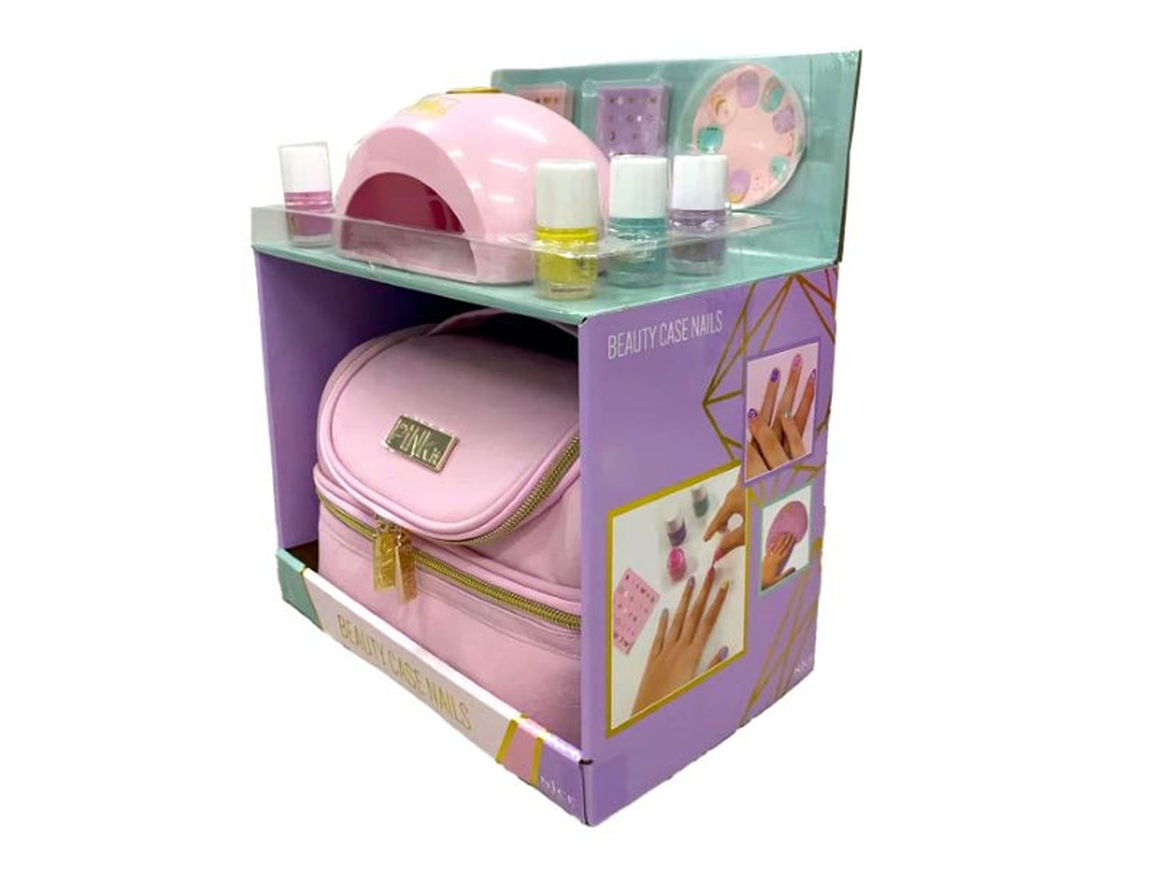Pink it beauty case nails