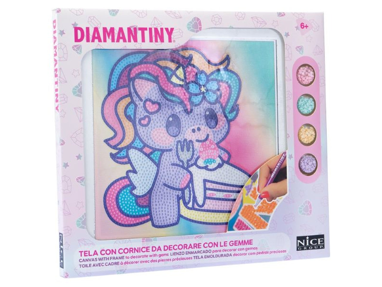 Diamantiny kawaii unicorn quadretto