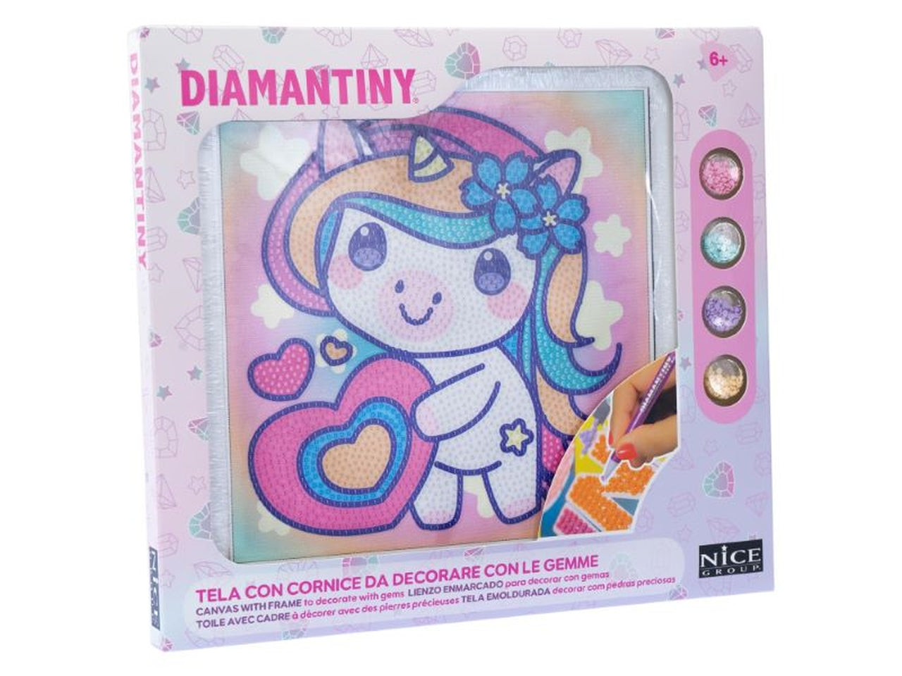 Diamantiny kawaii unicorn quadretto