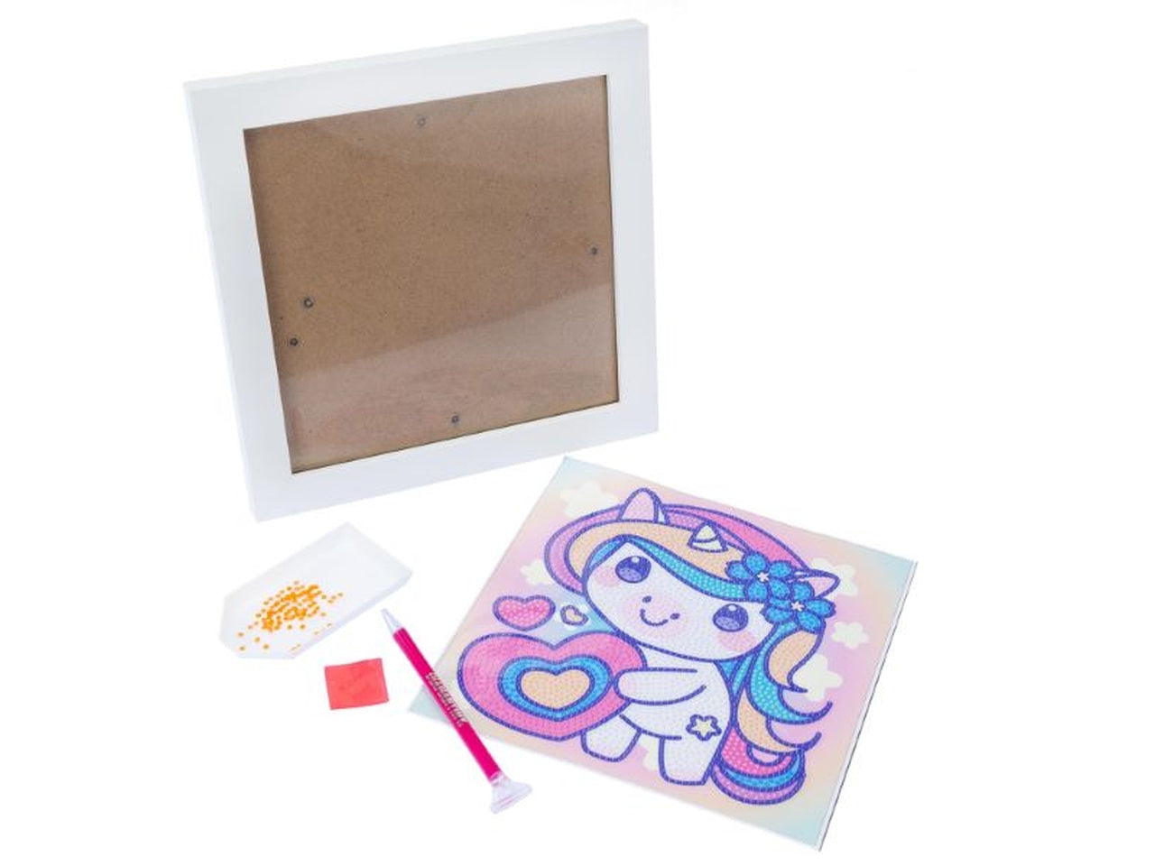 Diamantiny kawaii unicorn quadretto