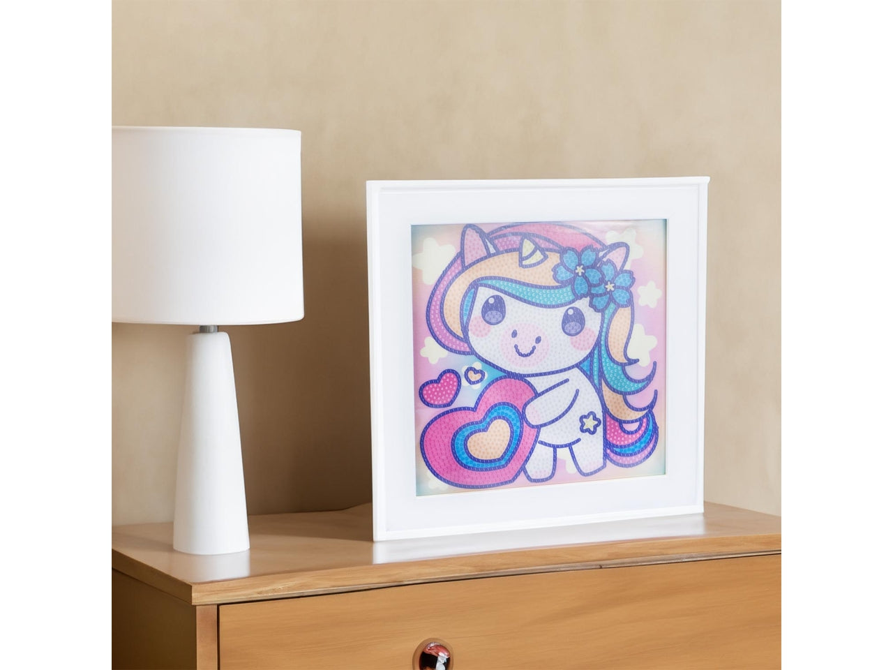 Diamantiny kawaii unicorn quadretto