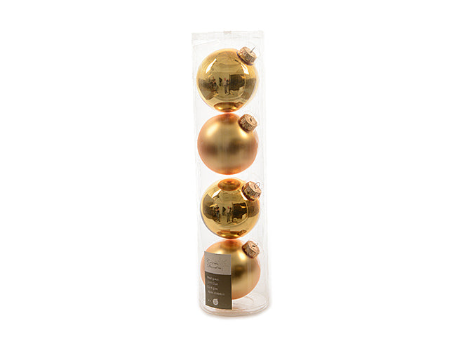 Palla vetro 10cm in confezione da 4 pezzi oro lucido e opaco