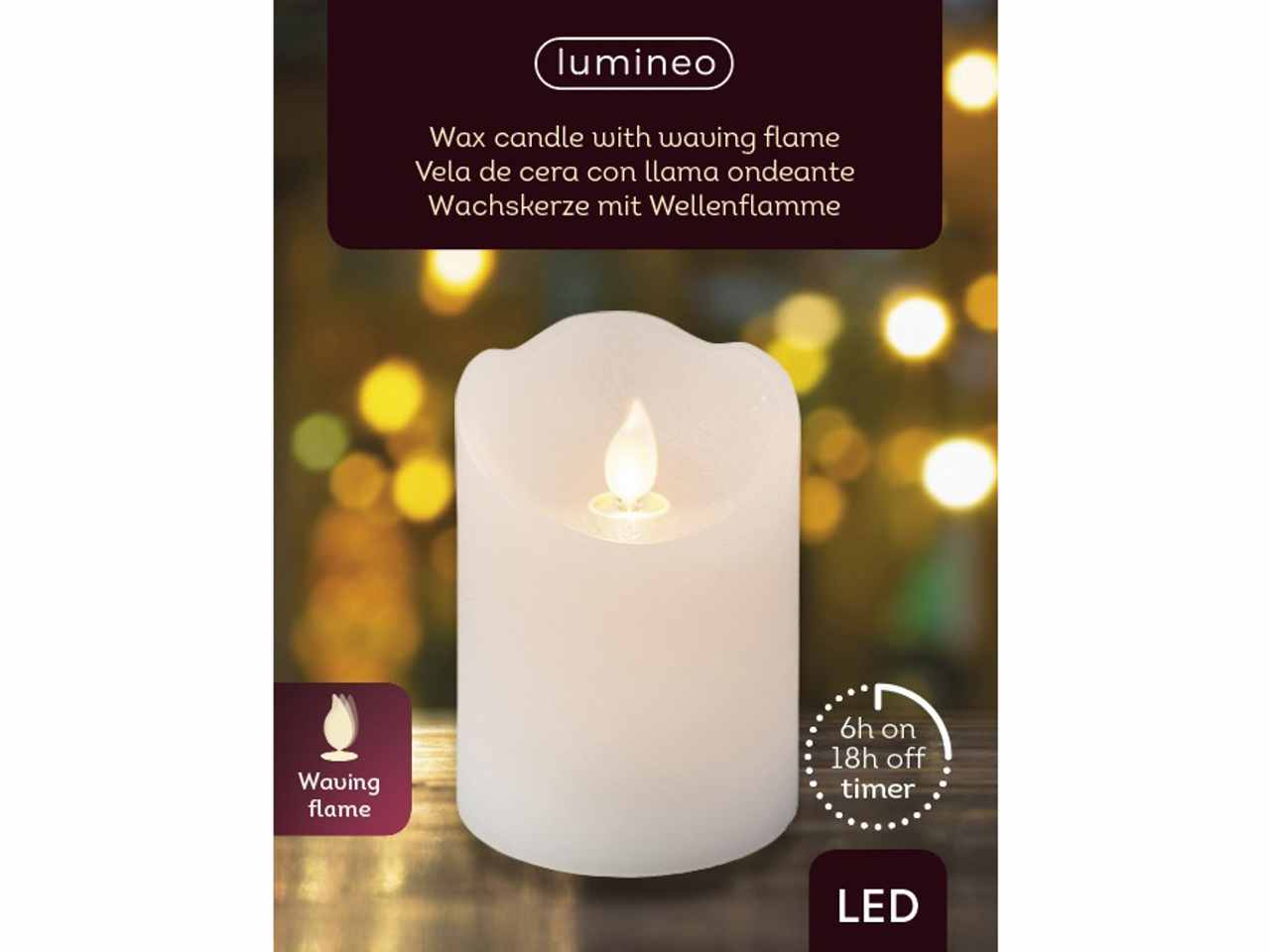 Candela led d.7,5x10cm a batteria bianca