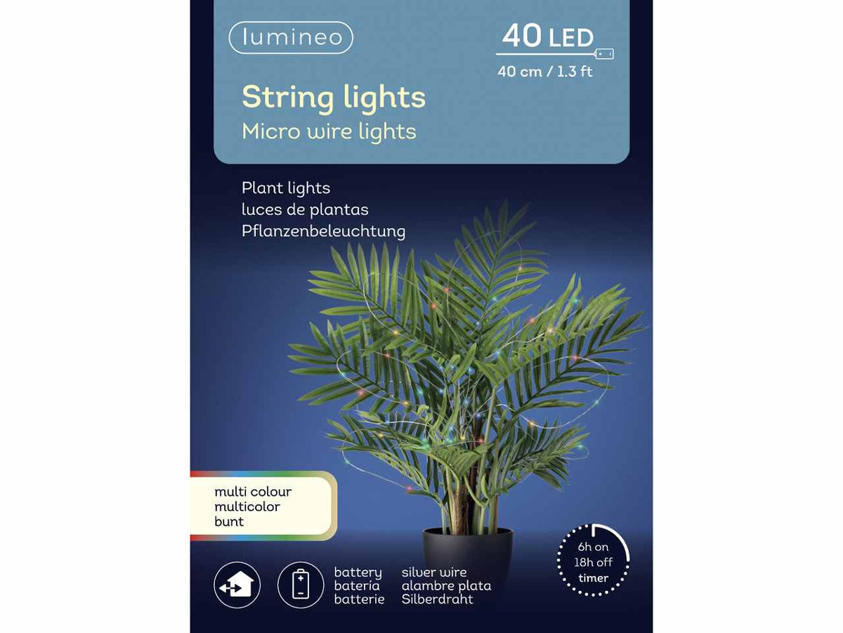 Catena luci 40 micro led 40cm multicolor con funzionamento a batteria uso esterno $