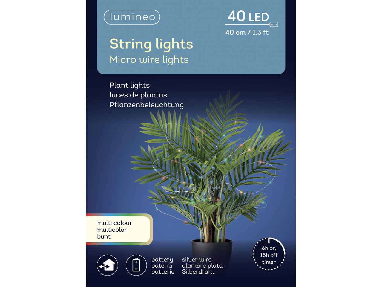 Catena luci 40 micro led 40cm multicolor con funzionamento a batteria uso esterno $