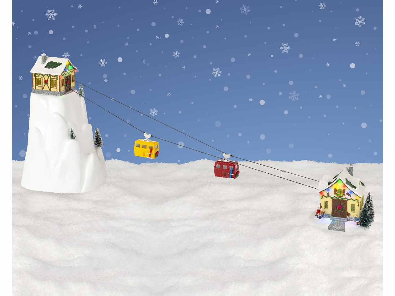 Scenario natalizio 31,5x32,5x53cm bianco