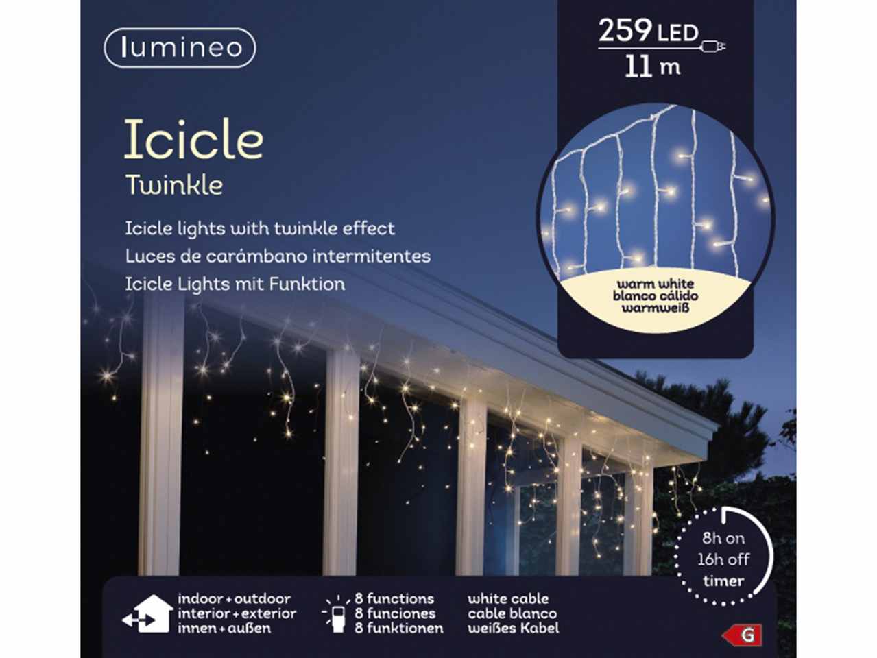 Tenda 259led bianco caldo 11metri con 8 funzioni uso esterno