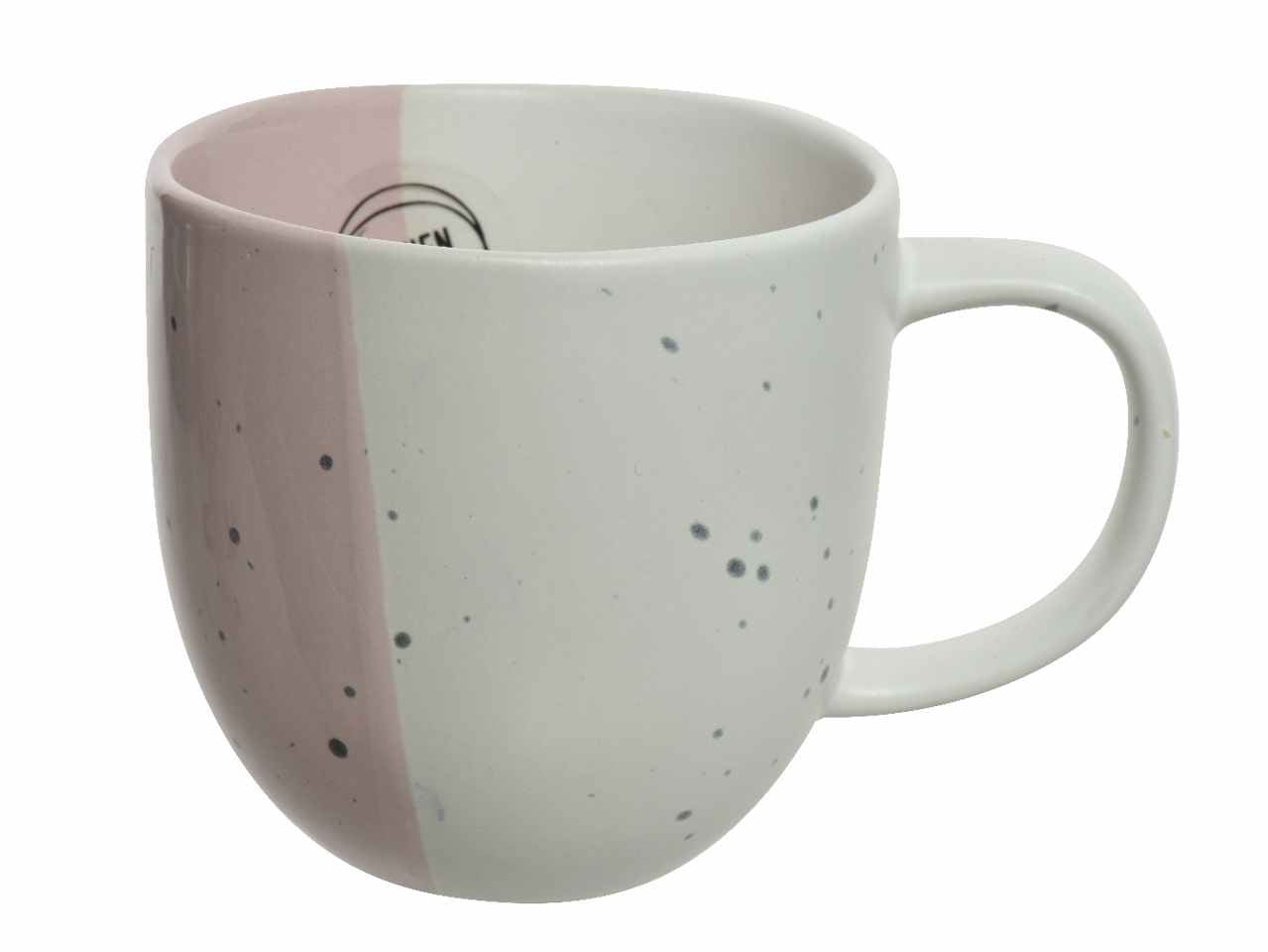 Tazza in gress tonda smalto lucido con smalto opaco bicolore con macchioline lavabile in lavastoviglie per alimenti adatto al microonde volume 0.32 litri 9xh.8.80cm