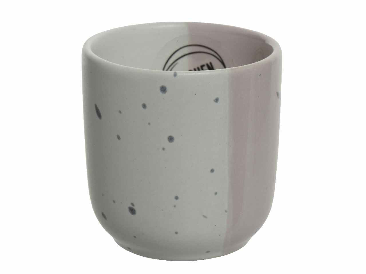 Tazza in gress tonda smalto lucido con smalto opaco bicolore con macchioline lavabile in lavastoviglie per alimenti adatto al microonde volume 0.1 litri 5.9xh.6cm