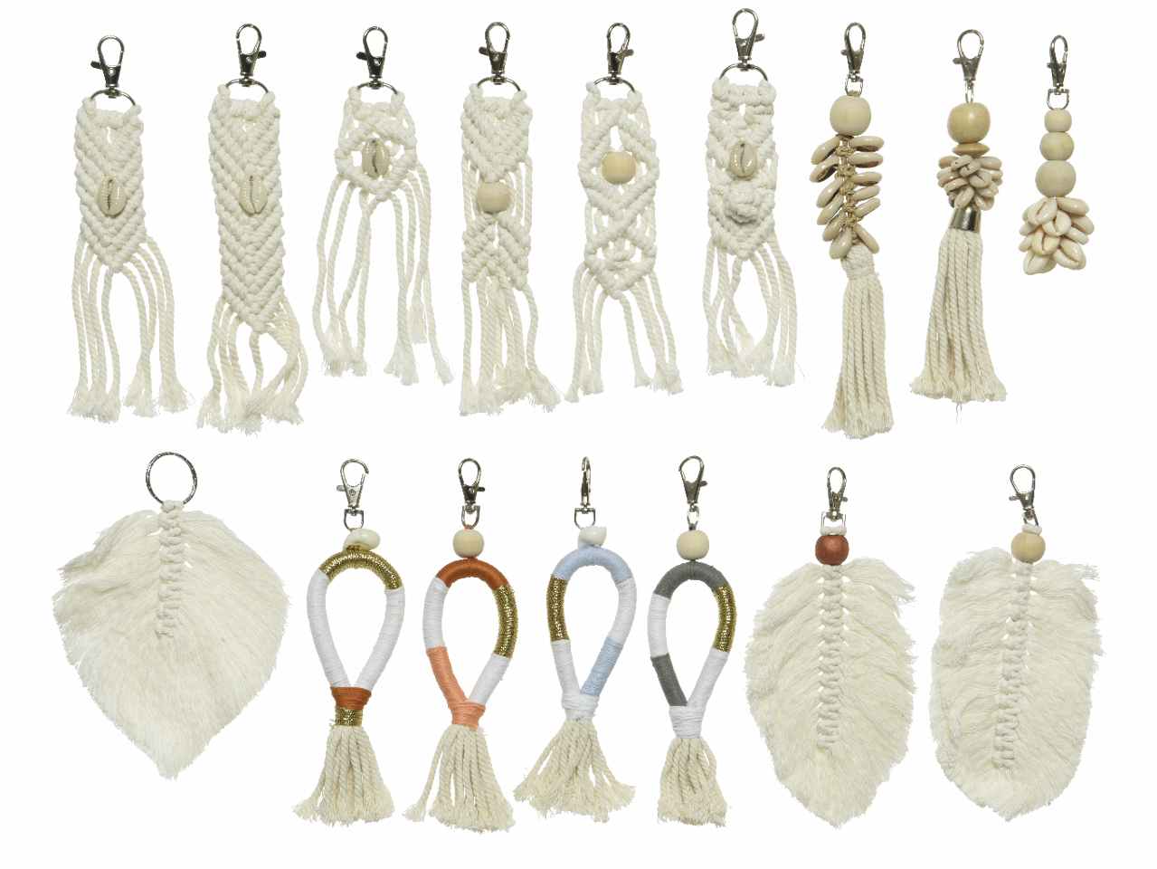 Portachiave in cotone macramè 16 assortimenti 21xh.40cm