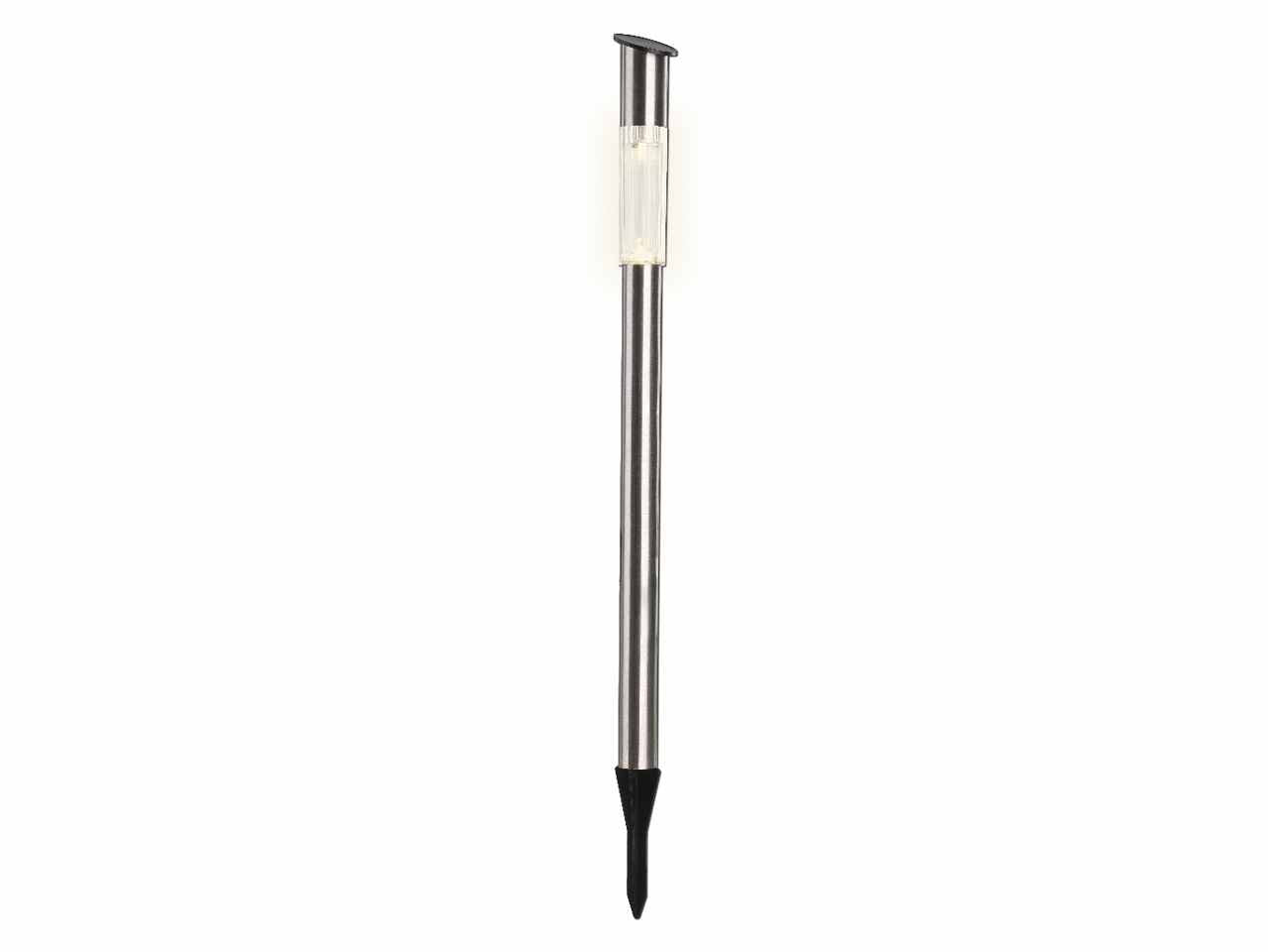 Paletto con pannello solare in acciaio inox chiaro con pannello capacità della batteria 200mah tensione 1,2v colore led bianco caldo emissione luminosa 1lm autonomia 6 ore con interruttore d.5xh.57cm $