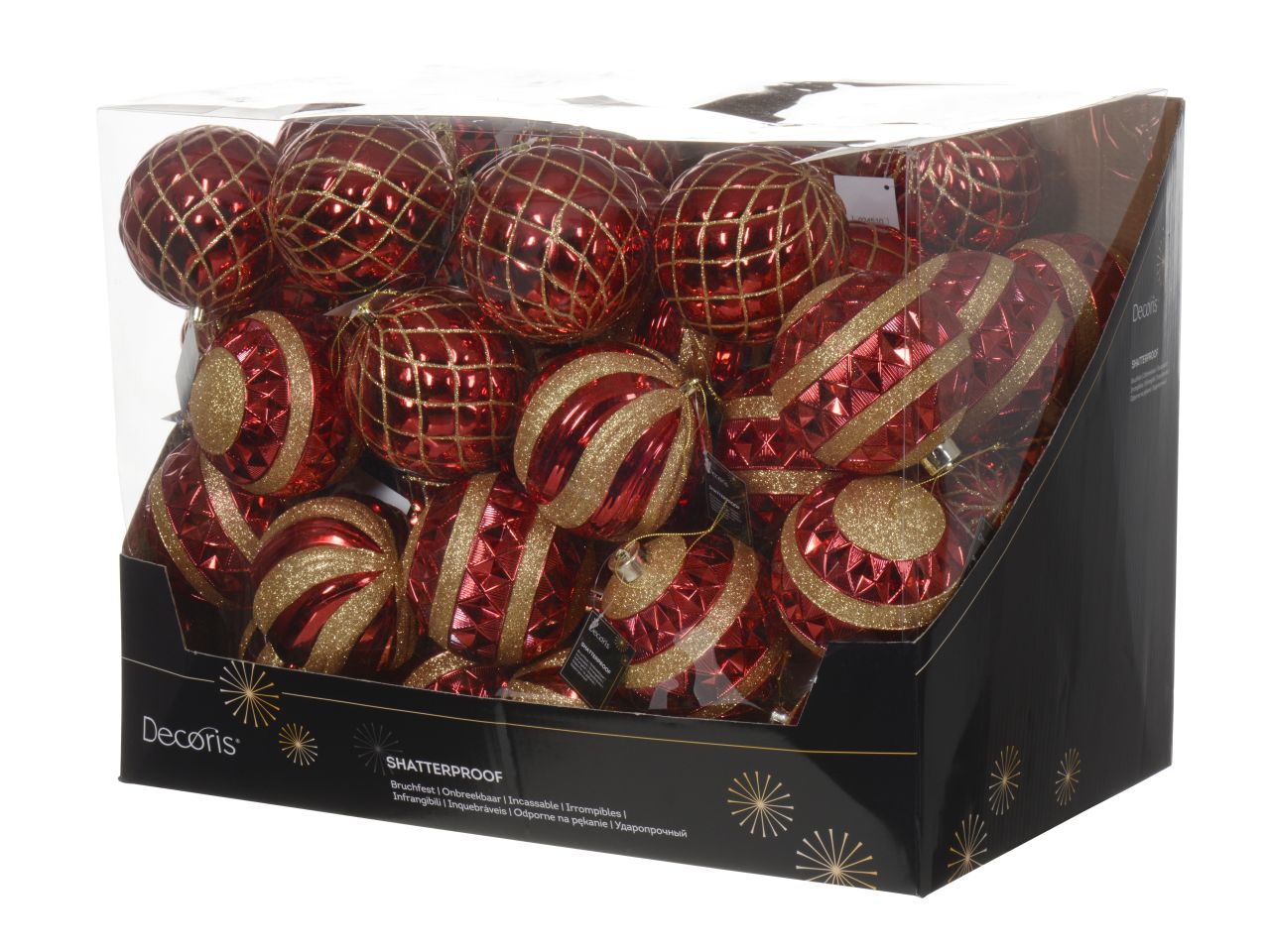 Palla 12cm decori assortite rosso lucida