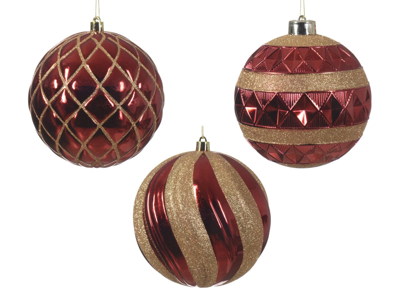 Palla 12cm decori assortite rosso lucida