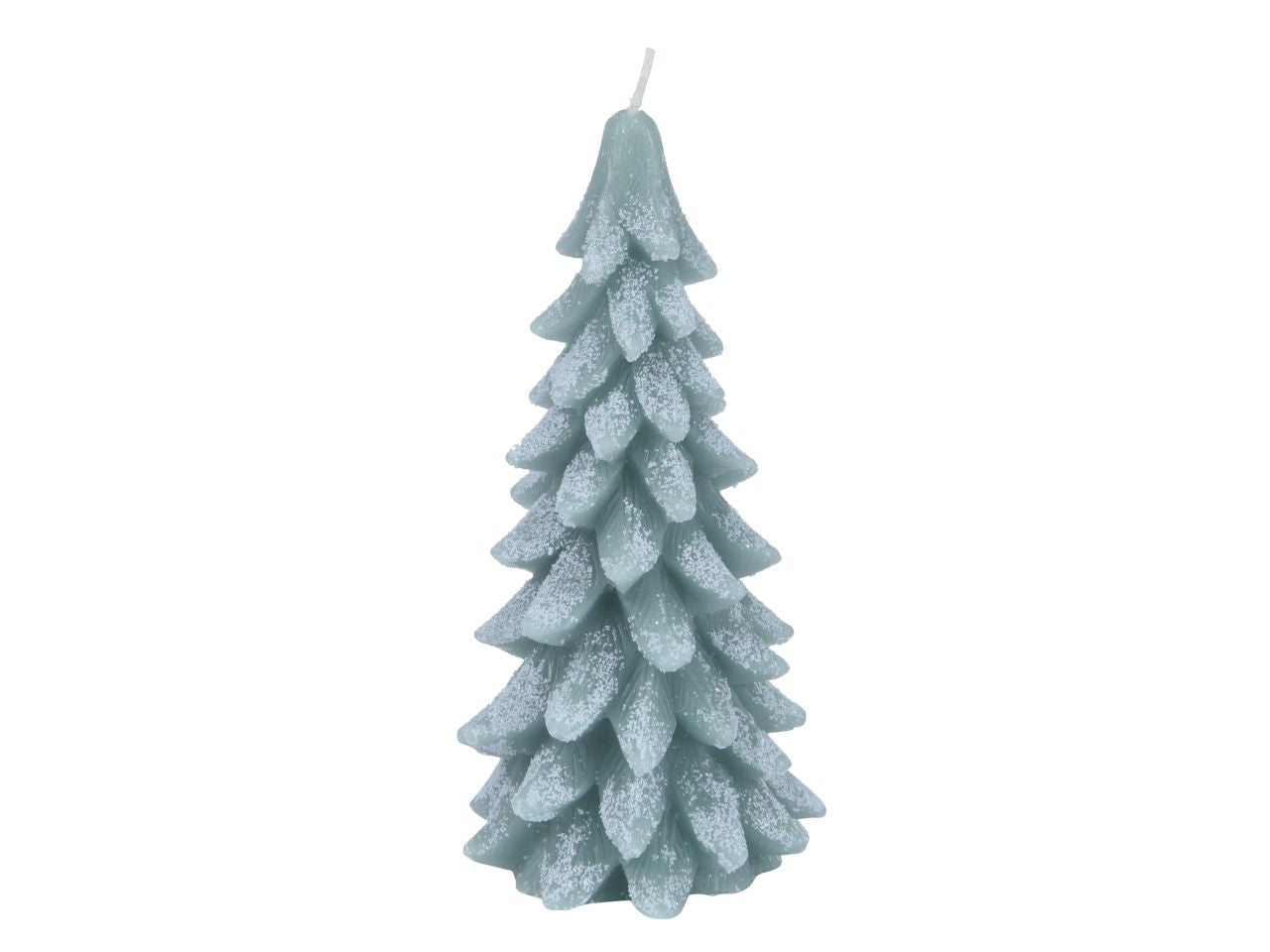 Candela di cera d.8x16,5cm a forma di albero glitterata