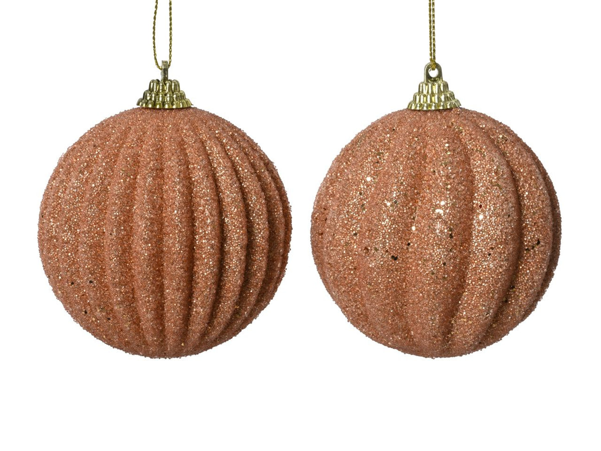Pallina di natale in foam con perline e glitter in 2 assortimenti colore rosa scintillante misura d.8cm