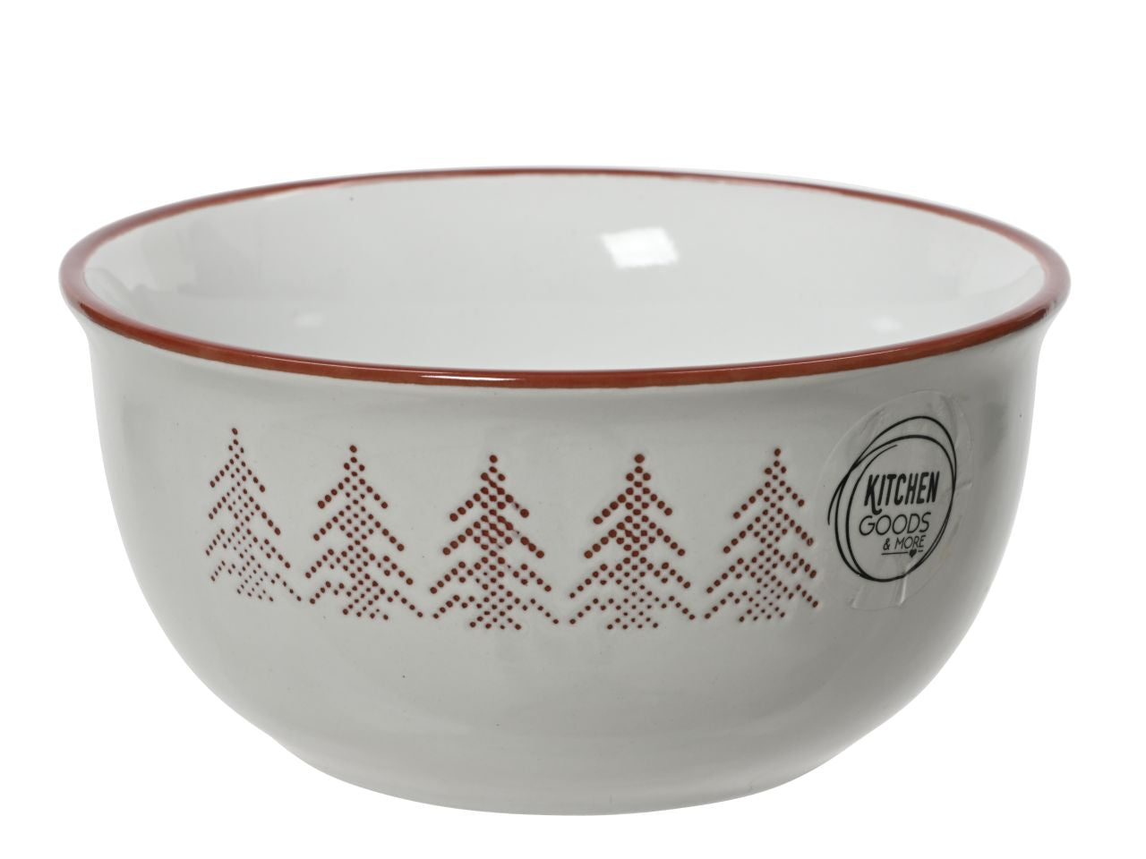 Bowl tonda in gres con motivo albero di natale colore rosso bianco misura alt.6.5cm
d.14cm