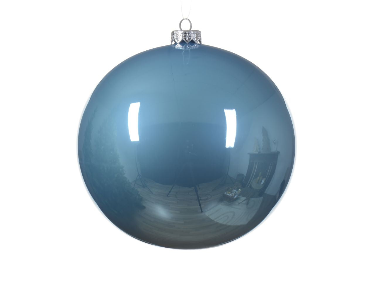 Palla di natale in vetro finitura smaltata colore canna da zucchero misura d.15cm