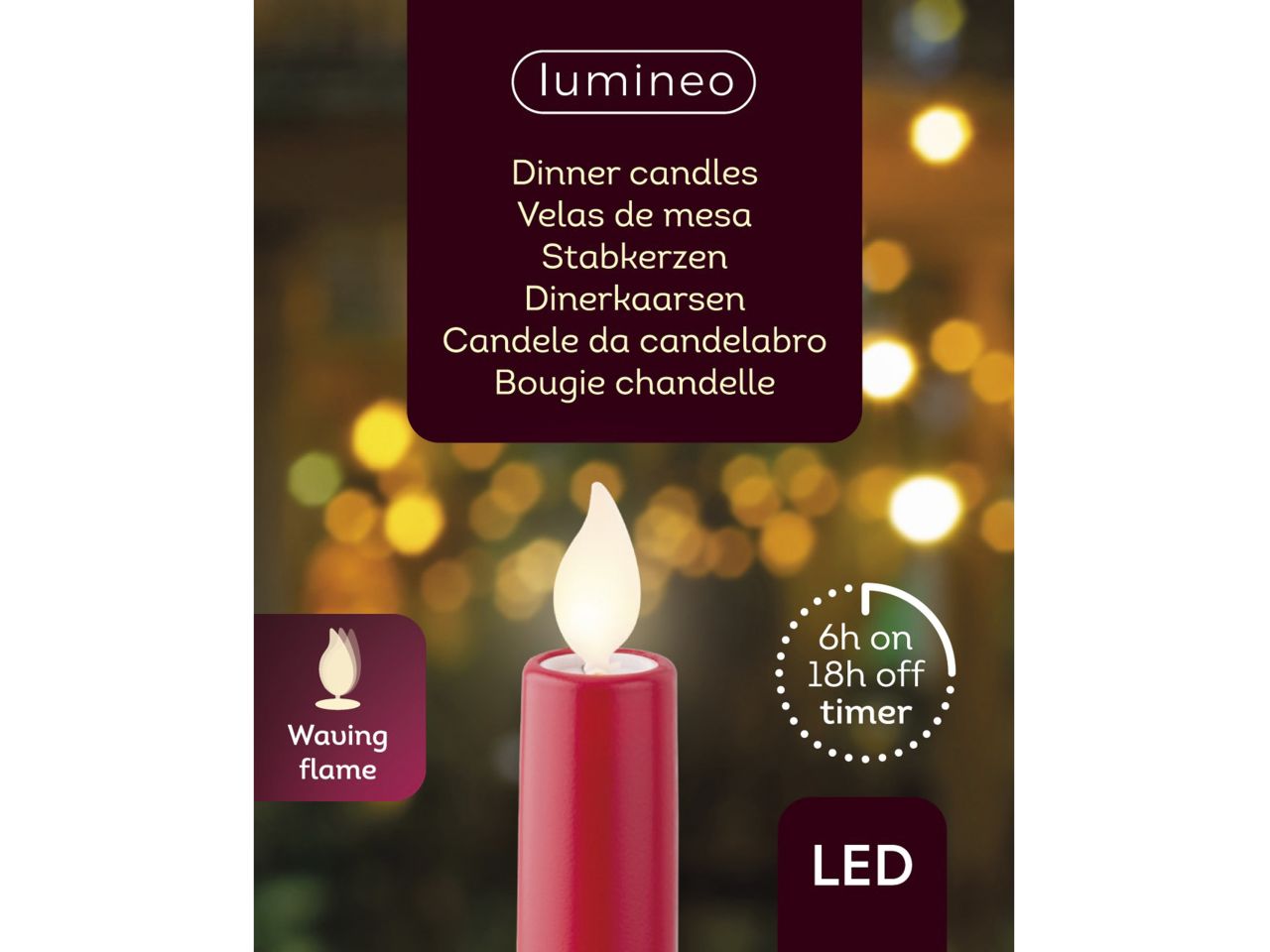 Candela da cena a led in plastica con parte superiore piatta per uso interno colore rosso bianco caldo misura alt.24cm
d.2cm 3mm 1