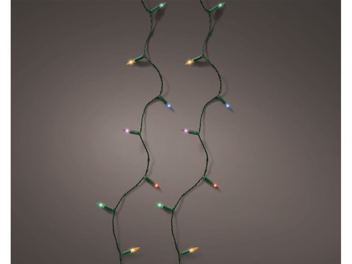 Mini luci led con 8 funzioni effetto scintillio ad uso interno colore verde multicolore misura lun.1790cm 3mm 180