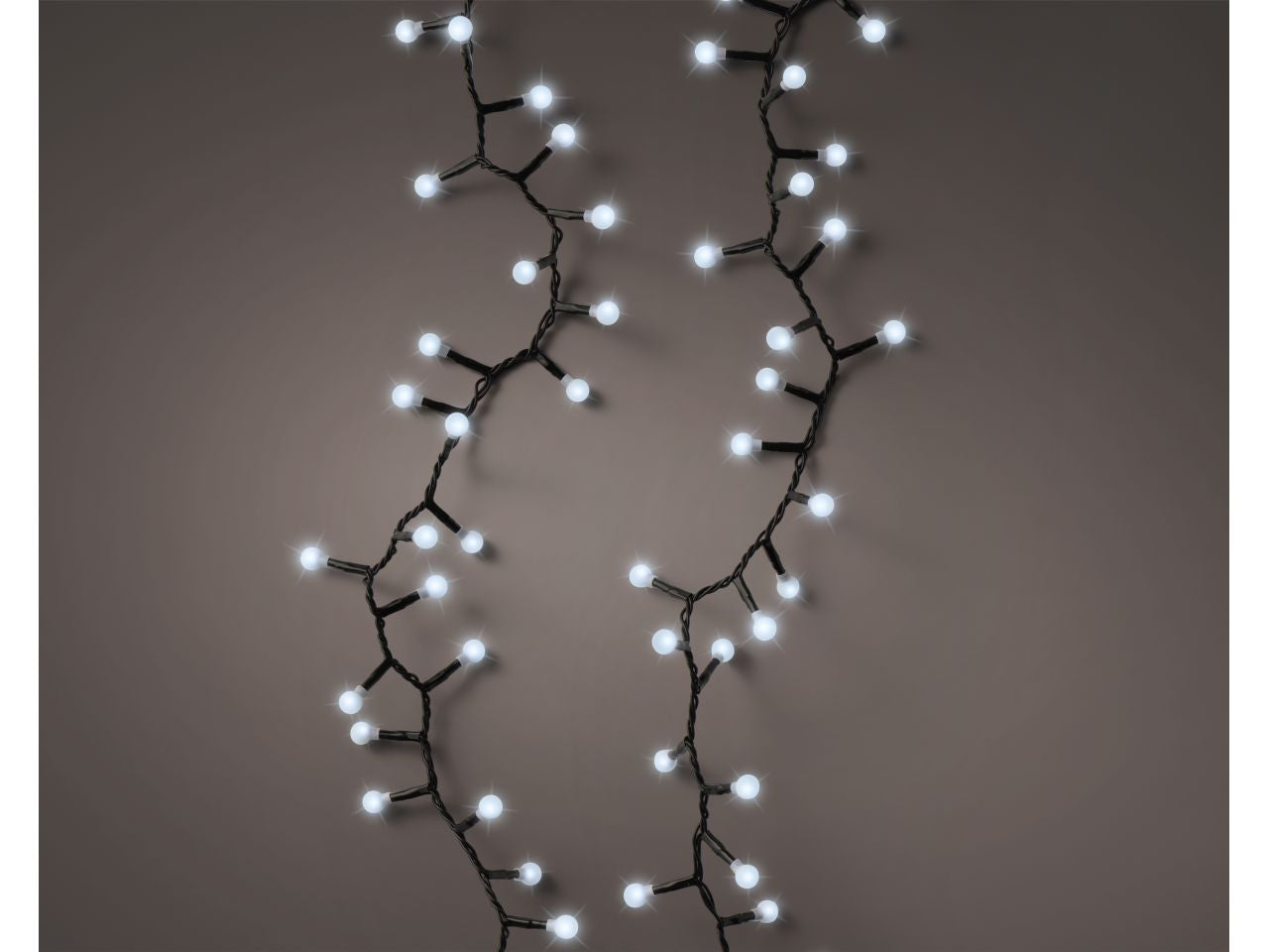 Luci natalizie led a ciliegina con 8 funzioni effetto scintillio ad uso esterno colore nero bianco freddo misura lun.1100cm misura del led 3mm numero di led 500