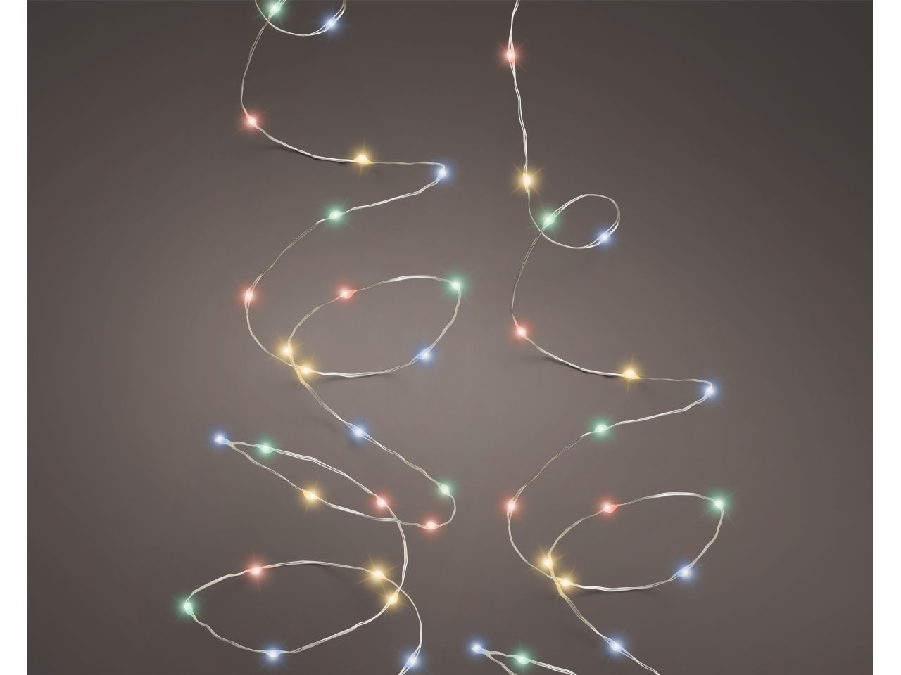 Luci natalizie micro catena led con 8 funzioni effetto scintillio colore argento multicolore misura lun.595cm misura del led micro numero di led 120