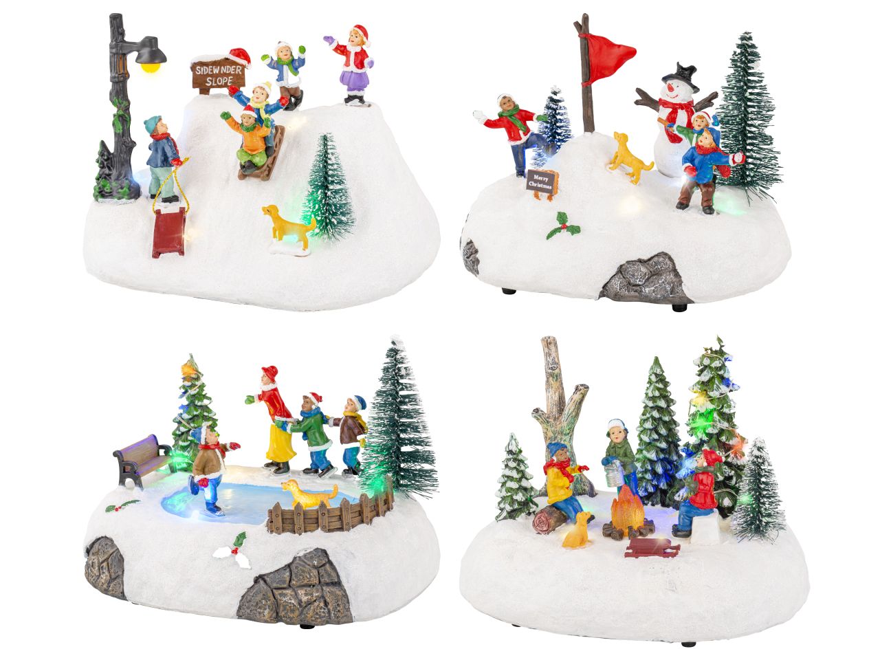 Scenario natalizio con led in poliresina per uso inerno in 4 assortimenti colore multicolore misura lun.18cm x lar.12.5cm x alt.14.5cm 5mm 12