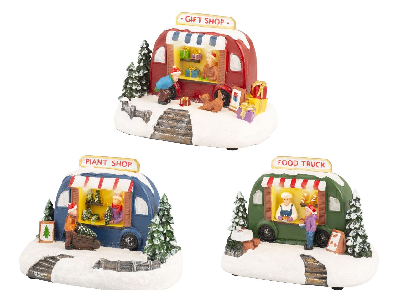 Scenario natalizio con micro led in poliresina per uso interno in 3 assortimenti colore bianco caldo misura lun.8cm x lar.14.5cm x alt.11cm micro 2