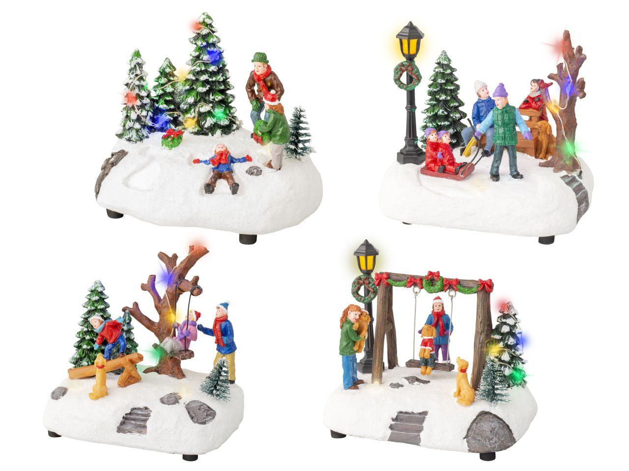 Scenario natalizia con led in poliresina per uso interno in 2 assortimenti colore multicolore misura lun.10cm x lar.13cm x alt.12cm micro 9
