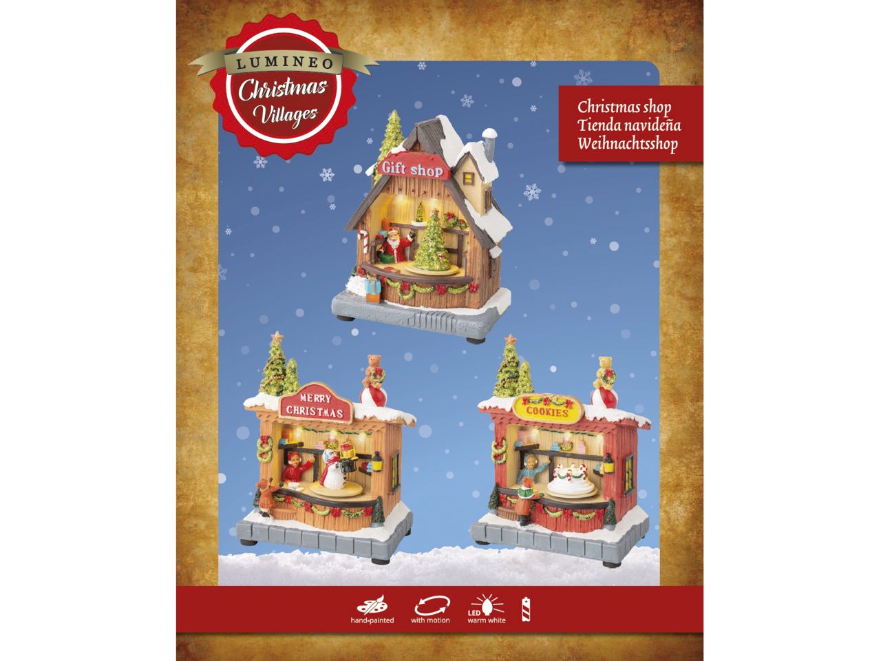 Scenario natalizio con led in plastica per uso interno in 3 assortimenti colore bianco caldo misura lun.9.5cm x lar.14.3cm x alt.18.5cm 5mm 3 $