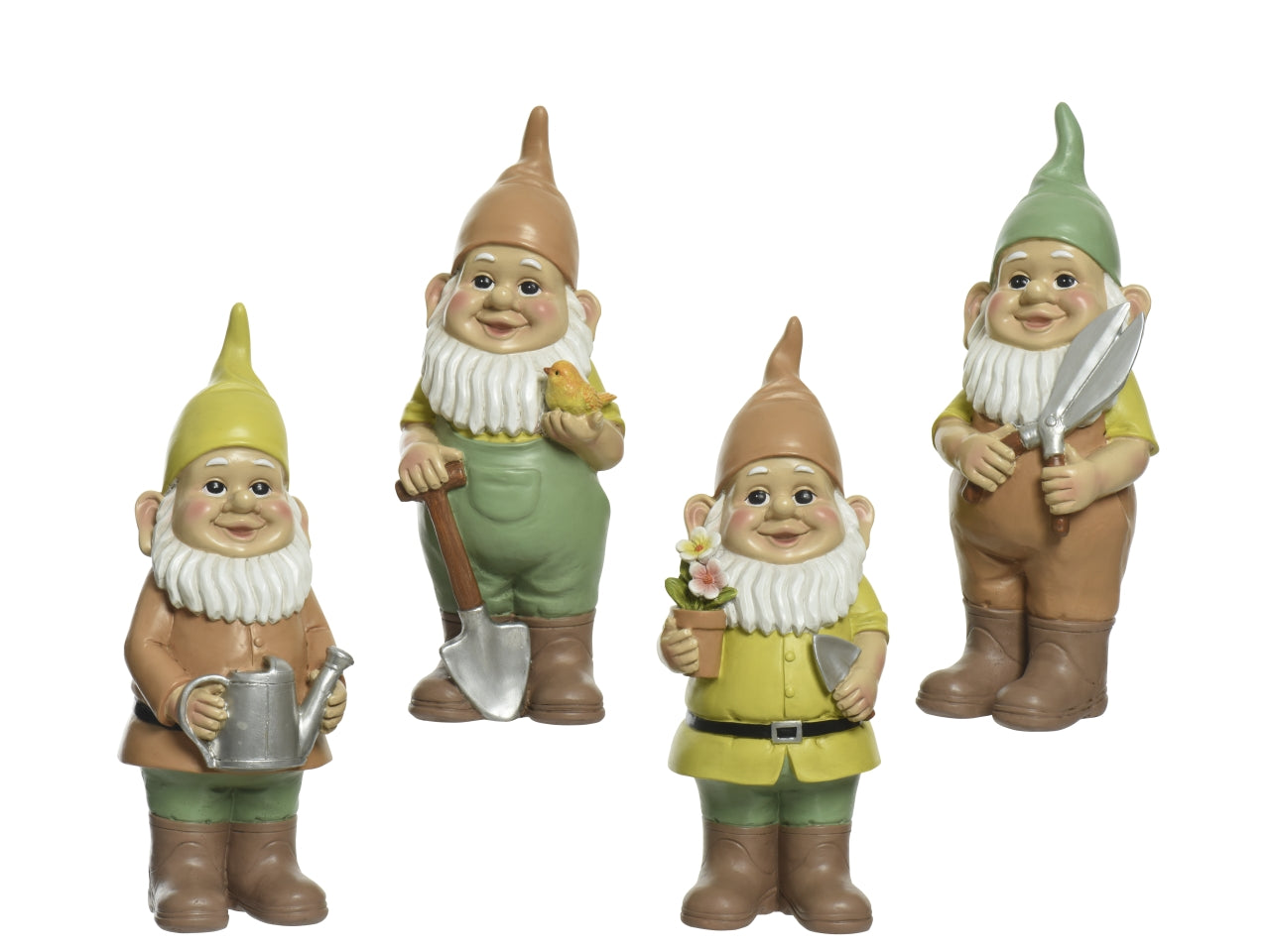 Gnomo da giardino in poliresina, colori Tenui assortiti, ideale per uso esterno, Kaemingk - 11x9,5xH.29cm