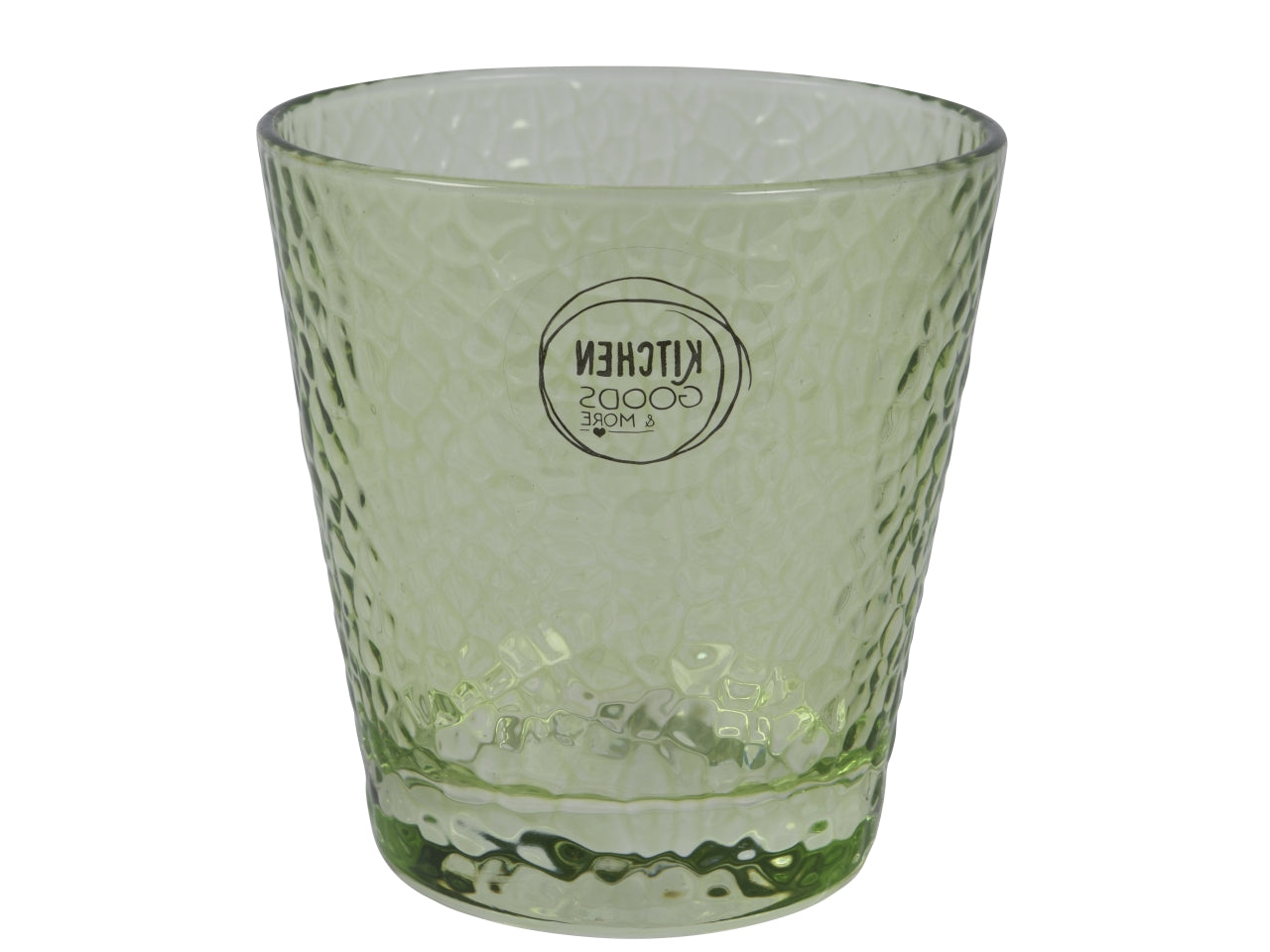 Bicchiere da acqua in vetro martellato verde traslucido in stile moderno - 9x10 cm - Kaemingk