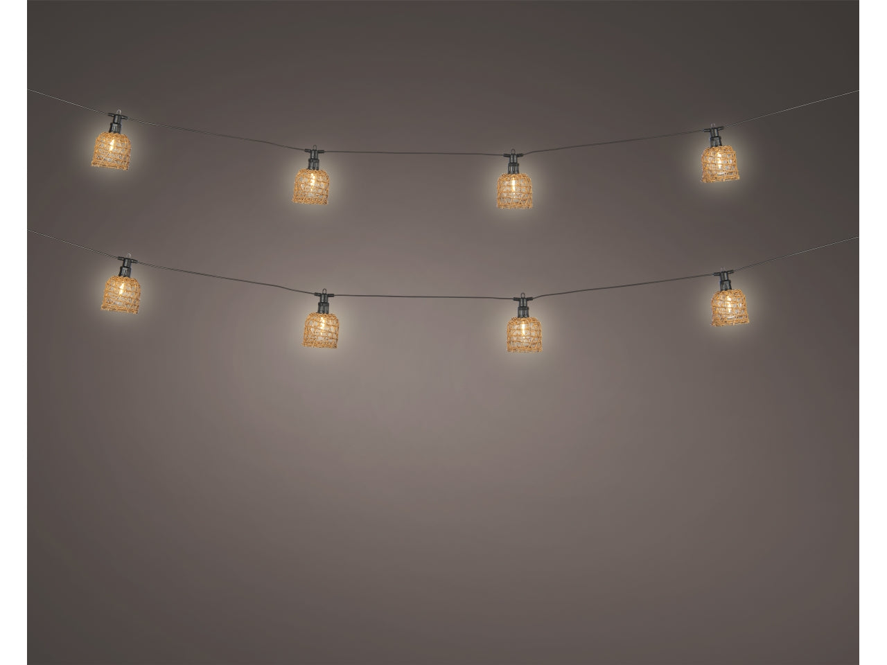 Catena luci esterno 4,5m con campane, 10 led bianco caldo per uso interno/esterno, impermeabile ip44, collegabile - Kaemingk