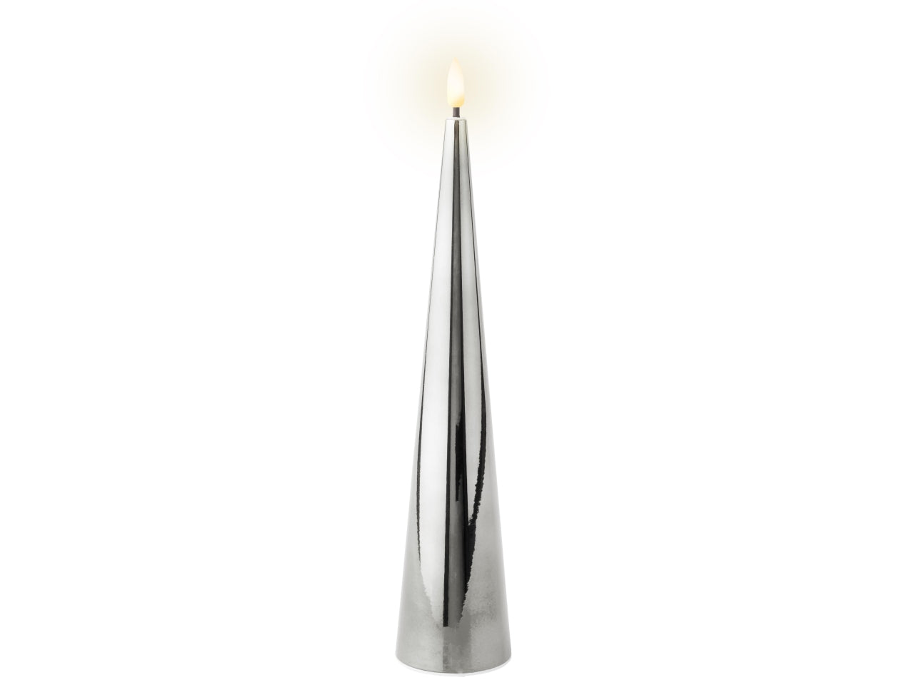 Candela con stoppino e led d.54x27,5cm a batteria argento