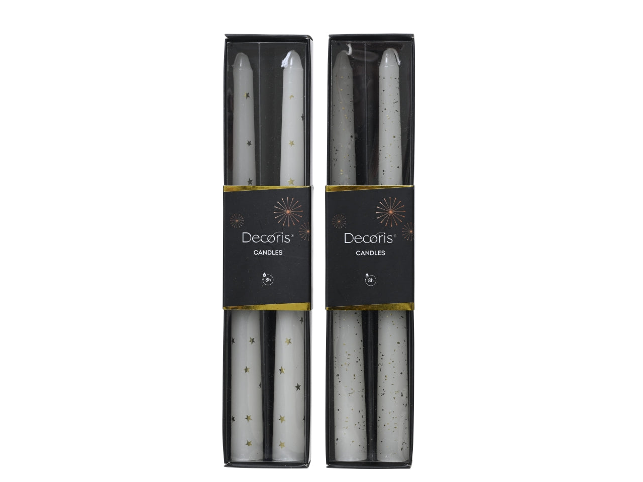 Candela conica rosso con decori dorati d.2,1x25 cm - Decoris