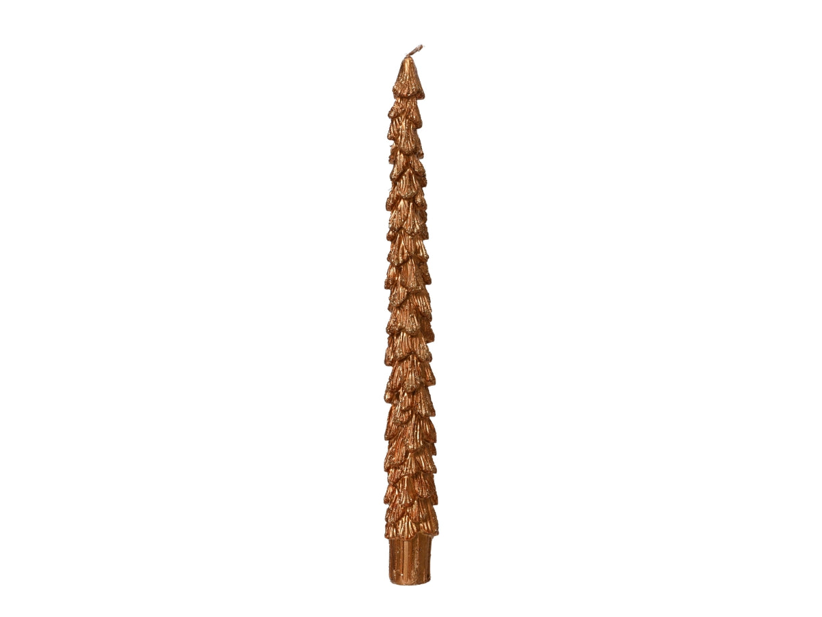 Candela a forma di pino rame metallizzato in cera d.2,2xh.25 cm, set da 2 pezzi - Decoris Candles