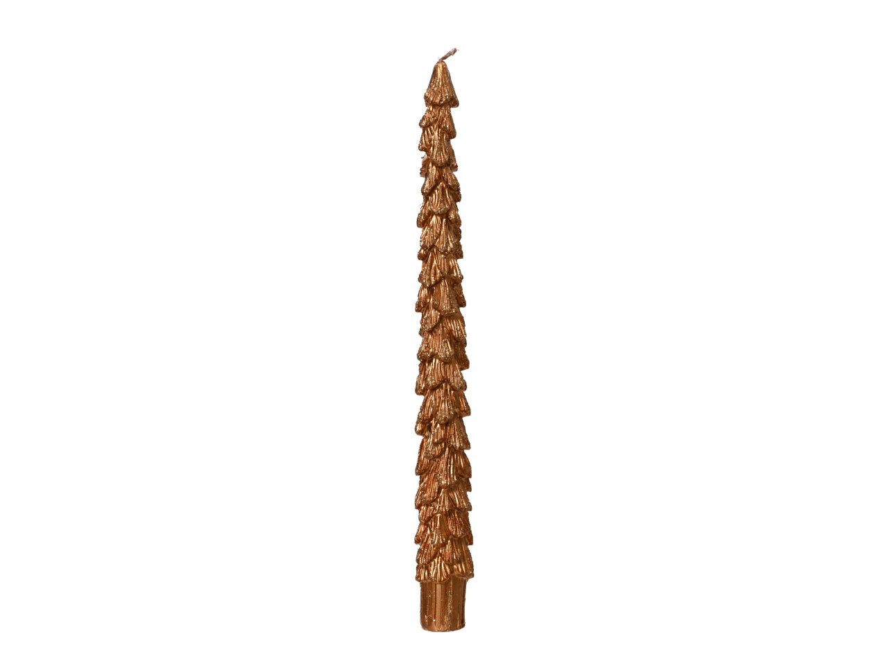 Candela a forma di pino rame metallizzato in cera d.2,2xh.25 cm, set da 2 pezzi - Decoris Candles