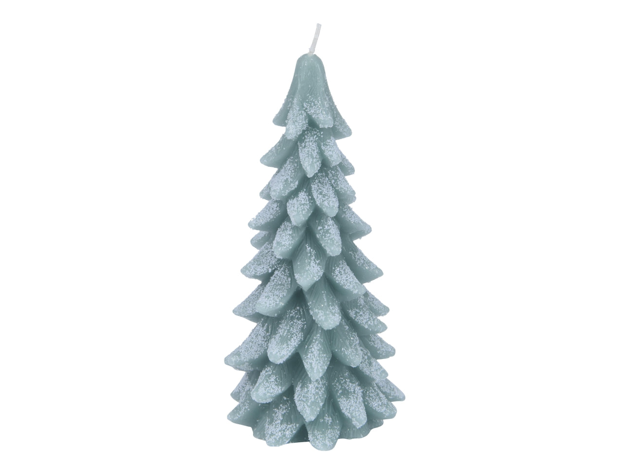 Candela di cera d.9,5x20cm a forma di albero glitterata