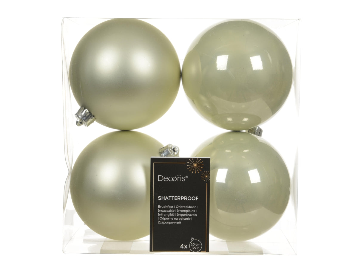 Palla natalizia verde menta opaca e lucida in plastica d.10 cm, set da 4 palle - Decoris