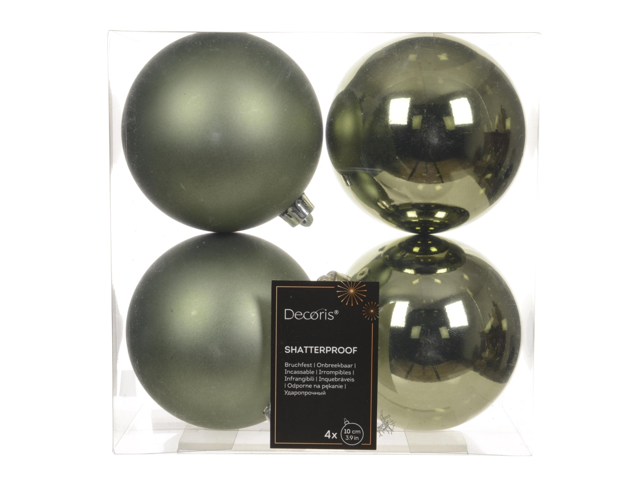 Palla 10cm in confezione da 4 pezzi verde rosmarino lucida e opaca