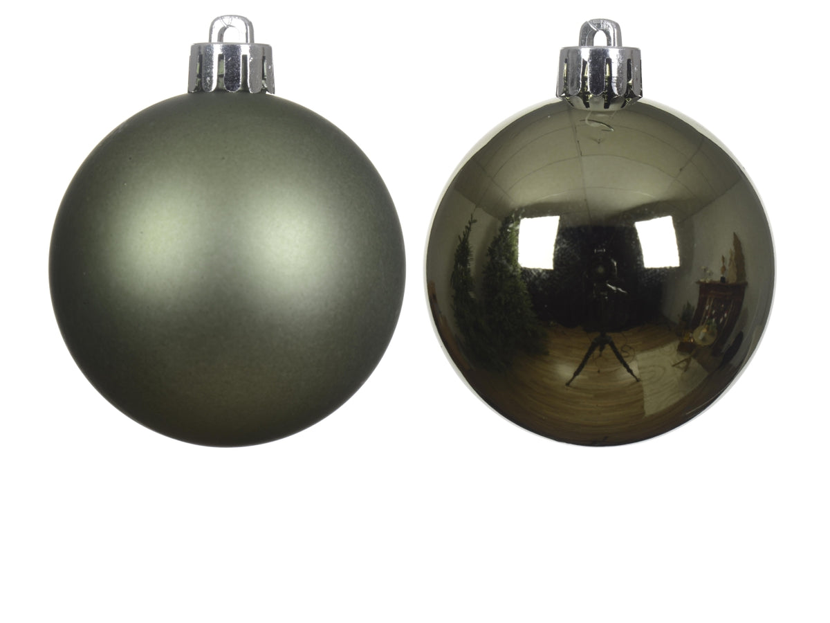Palla di Natale 8cm in confezione da 6 pezzi verde rosmarino lucida e opaco