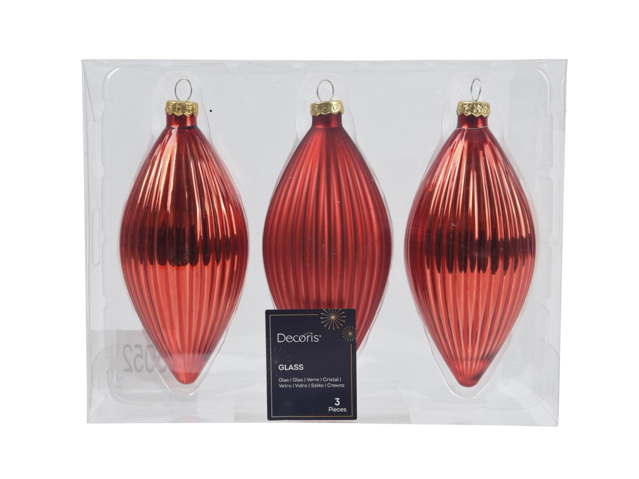 Palla oliva vetro 13cm in confezione da 3 pezzi rosso