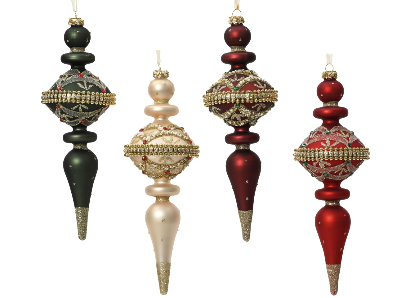 Appendino vetro 14cm 2 pezzi con perline in colori assortiti