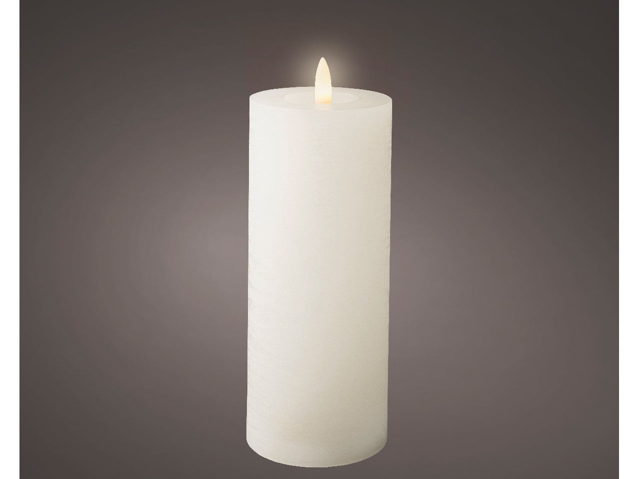 Candela bianca in cera con luce led bianco caldo diametro 7cm x altezza 19cm da interno con funzionamento a batteria 2xaaa stilo