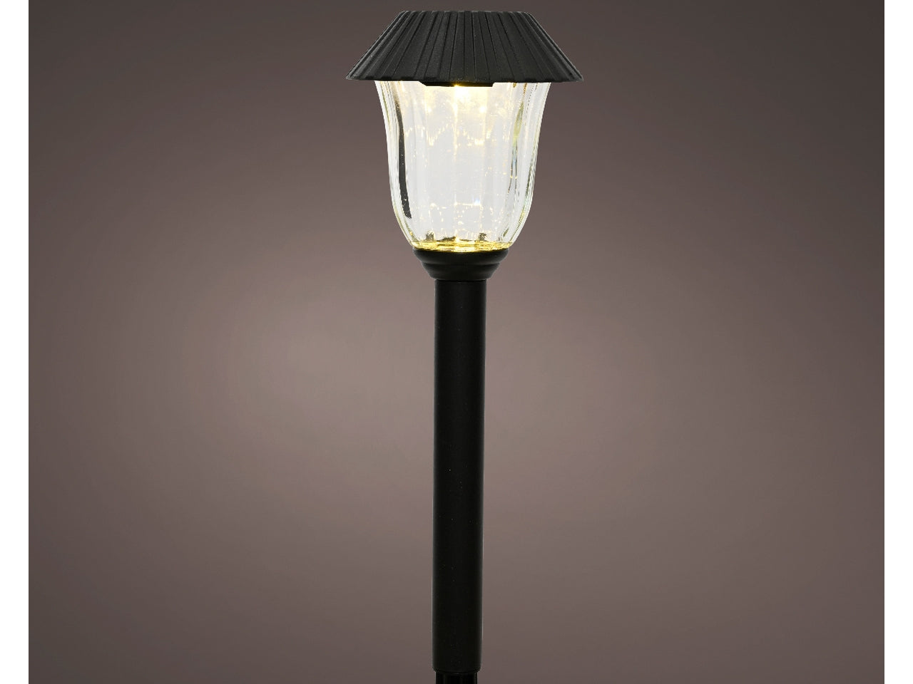 Faretto solare nero da giardino in plastica e vetro diametro 11cm x altezza 43cm