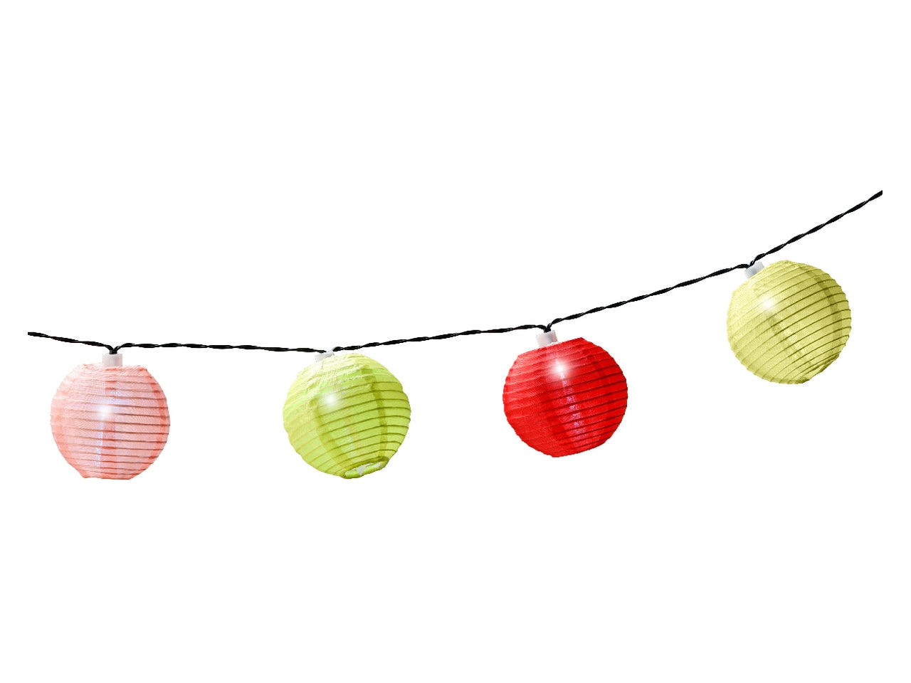 Catena luminosa solare con lanterne bianche a luce fissa bianco caldo lunghezza 350cm