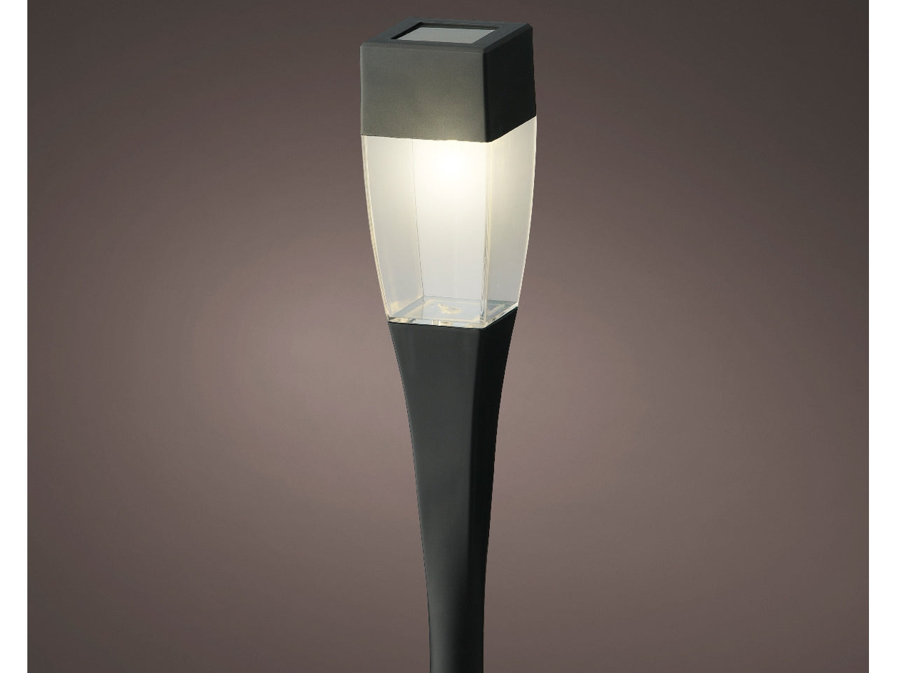 Faretto solare nero da giardino in plastica misure 4,8x4,8cm x altezza 27,5cm luce fissa bianco caldo