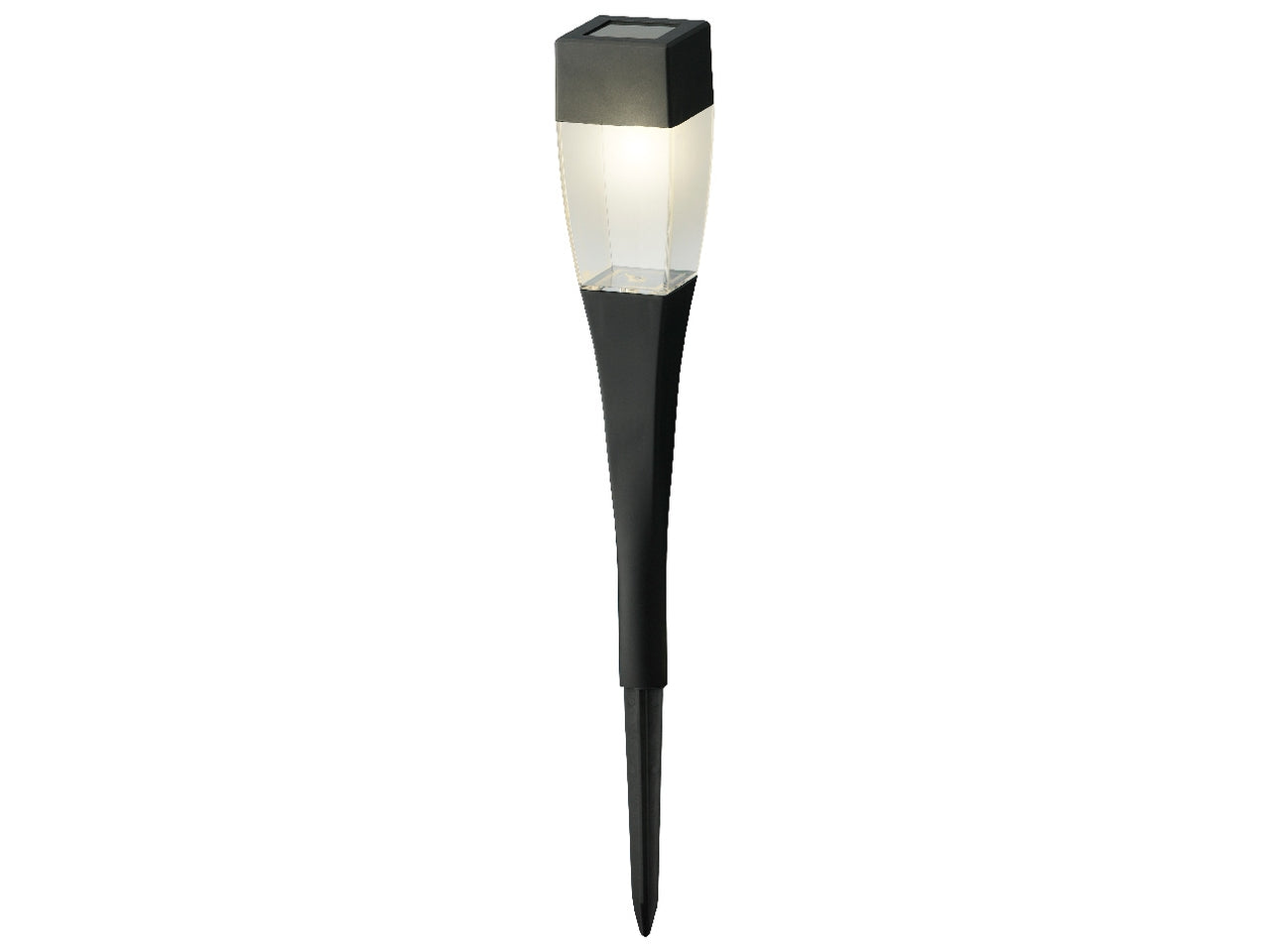 Faretto solare nero da giardino in plastica misure 4,8x4,8cm x altezza 27,5cm luce fissa bianco caldo