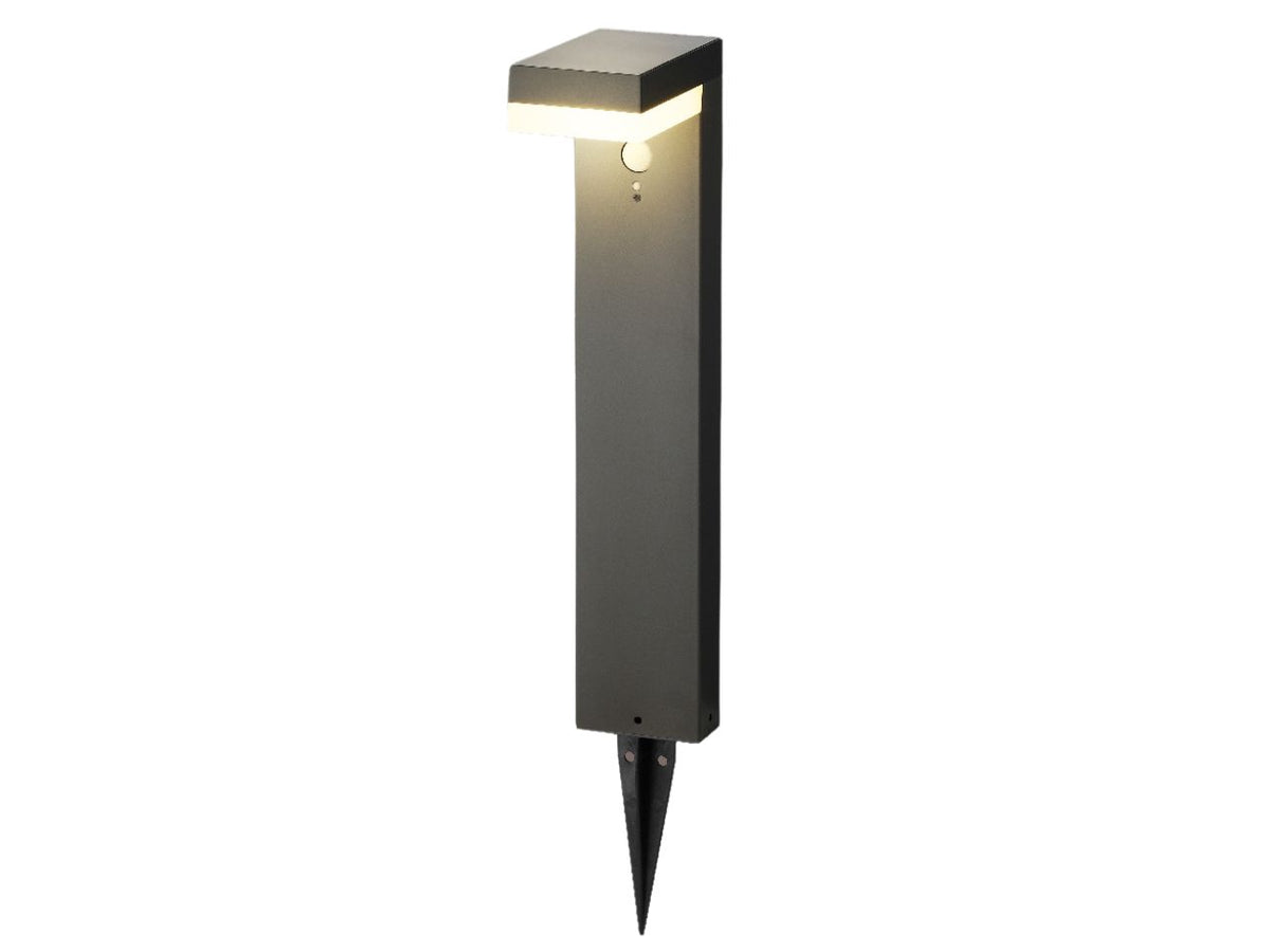 Faretto solare grigio antracite da giardino in alluminio e plastica 16,5cm x 9,5 cm x altezza 50cm luce fissa bianco caldo $