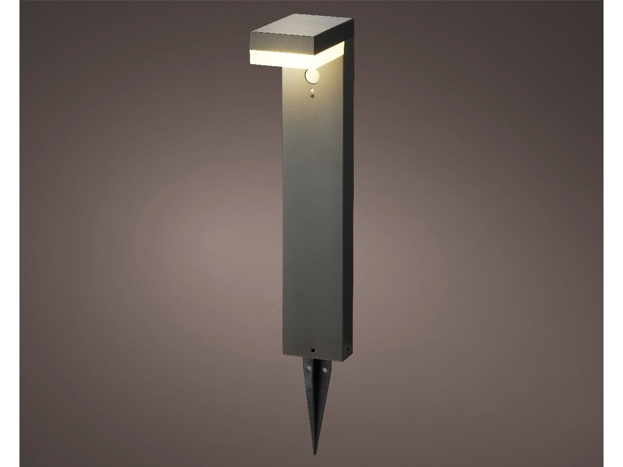 Faretto solare grigio antracite da giardino in alluminio e plastica 16,5cm x 9,5 cm x altezza 50cm luce fissa bianco caldo